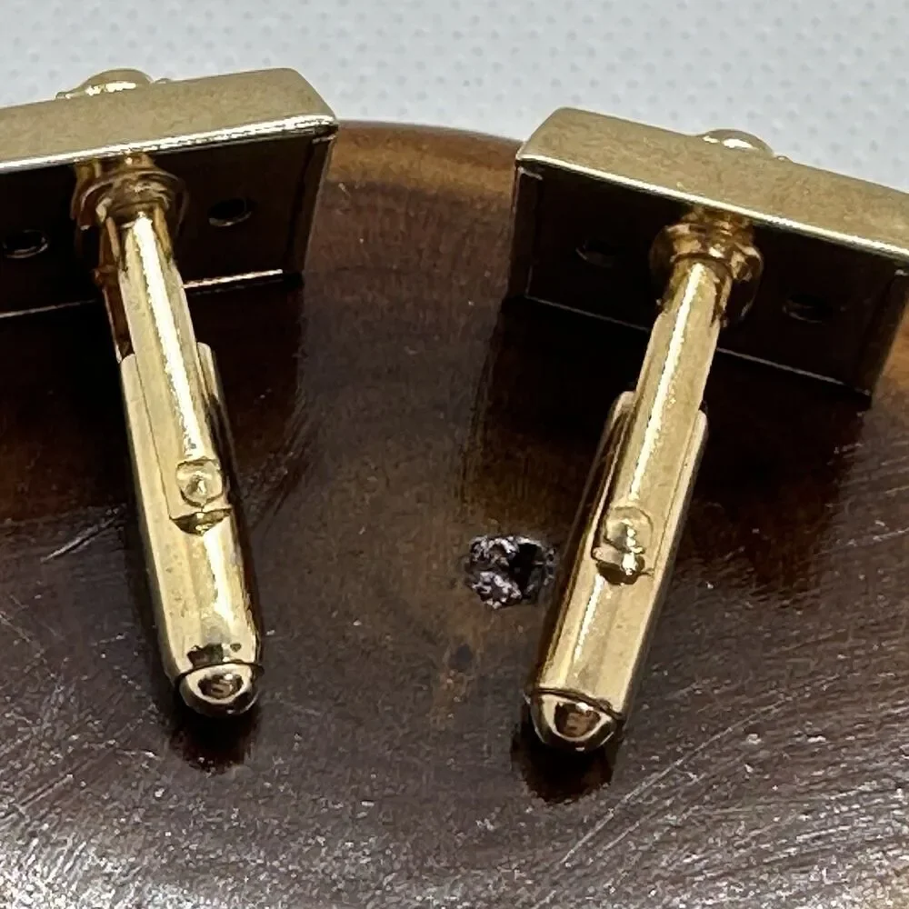 Vintage Anson BPOE Elks Lodge Cufflinks Gold Tone Black Enamel Fraternal